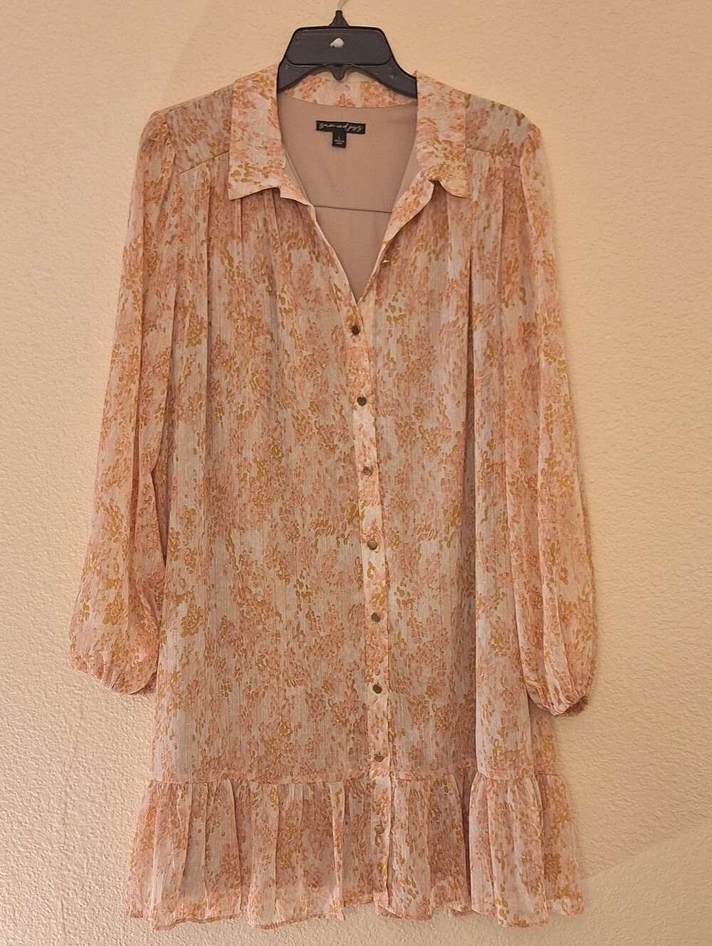 Sheer Floral Mini Dress in Blush Pink